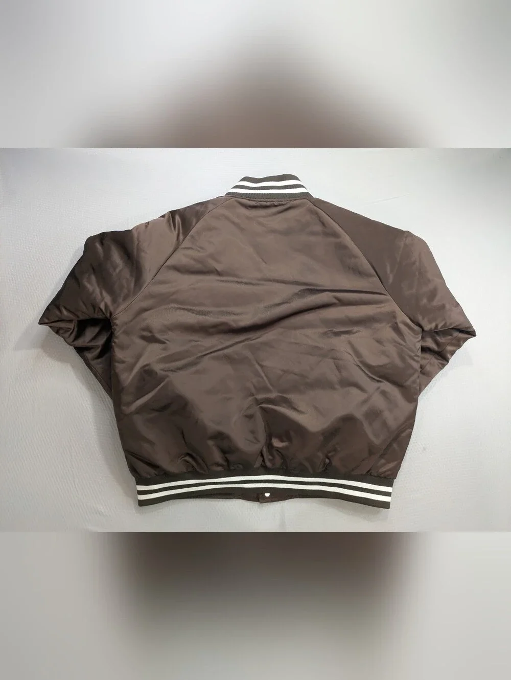 Golf Wang University Satin Bomber Varsity Jacket Size large Brown